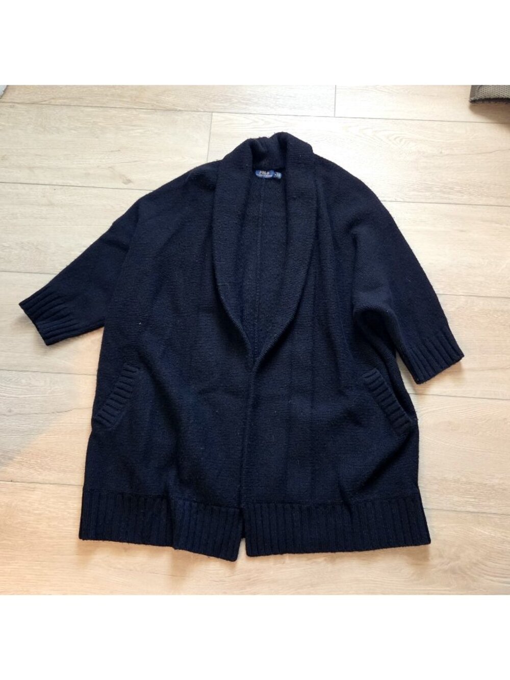 Ralph Lauren Polo Black Cashmere Wool Blend Knit Cardigan Sweater Womens Medium